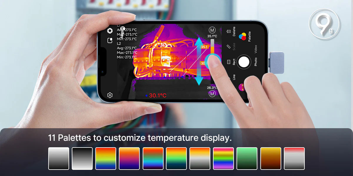 Infiray p2 pro 11 PALETTES TO CUSTOMIZE TEMPERATURE DISPLAY