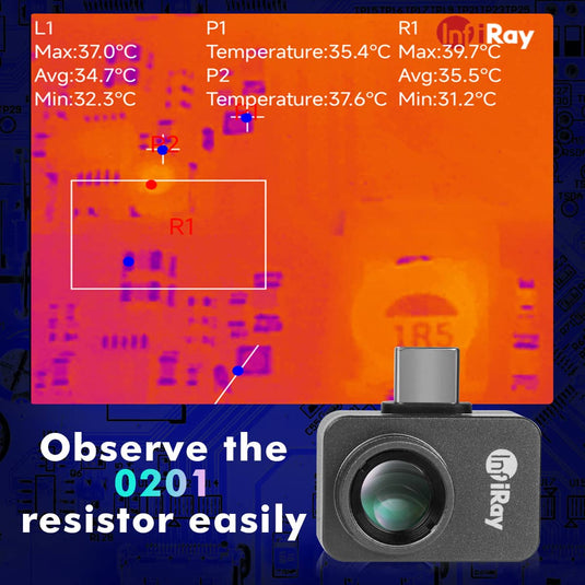 InfiRay P2 Pro -lämpökamera suurella mittausalueen tarkkuudella
