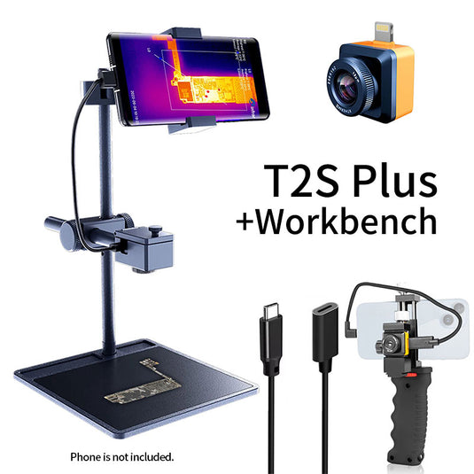 Infiray T2S Plus IOS with iPhone 15 converter and workbench